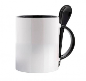 Taza con cuchara Int. y Asa Roja