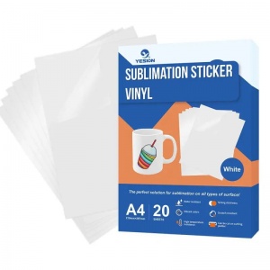 Vinilo Adhesivo Sublimable  A4 . Paquete 20 un. BLANCO Brilloso