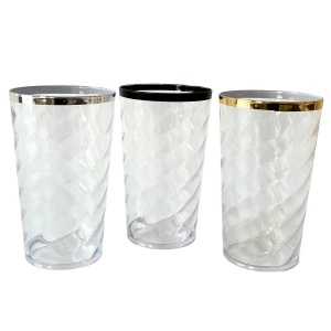 Vaso Plástico Reutilizable Twist 550 ml Borde Metalizado
