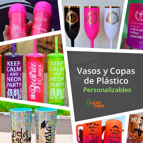 vasos y copas de plástico para personalizar